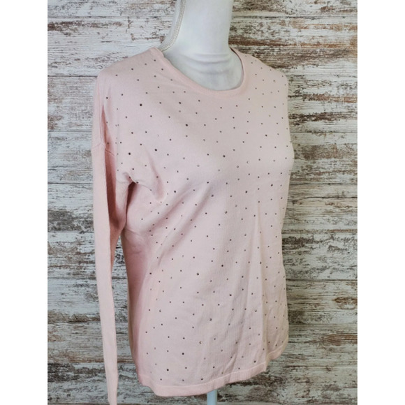 Matty M Blush Pink Embellished Crewneck Long Sleeves Sweater Size MEDIUM NEW - Picture 1 of 4